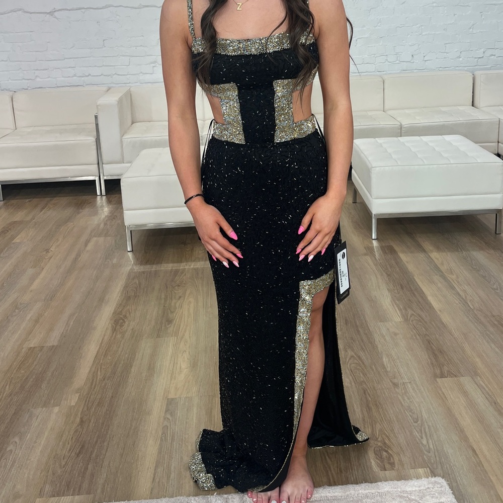 Black and Gold Glitter Gown